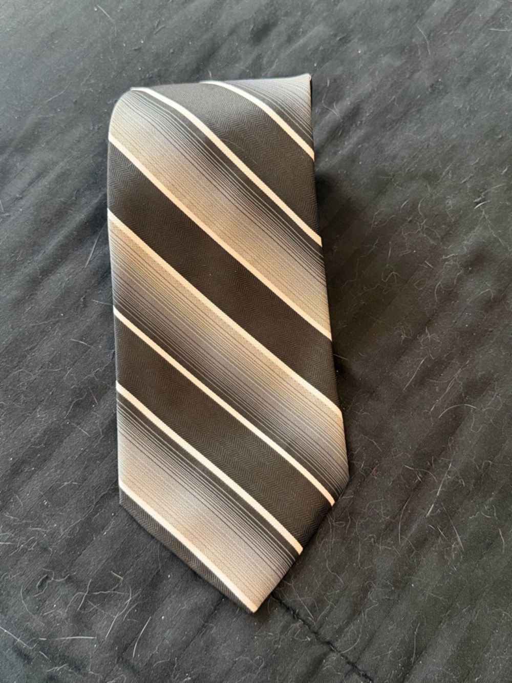 Men's Black and Gray Diagonal Stripe Tie